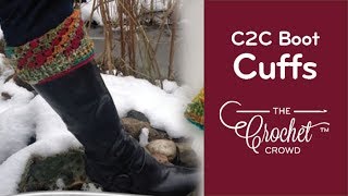 Crochet C2C Boot Cuffs Tutorial  EASY  The Crochet Crowd [upl. by Elata201]