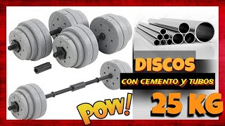 💪🤑 discos de cemento de 25 kg  barra casera [upl. by Ralyks10]