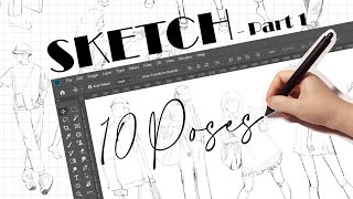 Sketch 10 poses Practice sketching  Part 1  Luyện vẽ dáng người sketch tutorial [upl. by Yard]