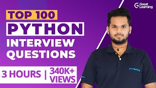 Top 100 Python Interview Questions  Python Programming  Crack Python Interview Great Learning [upl. by Maon]