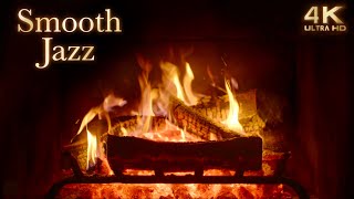 🔥 Crackling Fireplace amp Smooth Jazz Music Ambience  4K Cozy Night Jazz Ambience [upl. by Assereht]