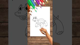 How to draw a cartoon Cute turtle for easy step by step Beginners kidsart easydrawing easy kids [upl. by Lemmy]