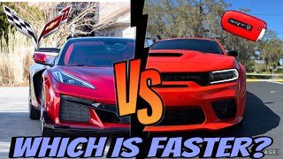 Charger Hellcat vs C8 ZO6 Corvette‼️Drag Race 🏁 [upl. by Strong]