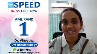 INI SS April 2024 Dr Veenitha 1st Rank AML  DM Rheumatology and Clinical Immunology iniss [upl. by Mcripley]