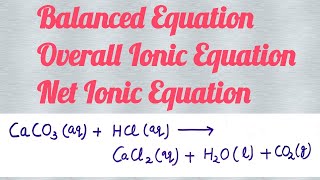 Net ionic equation of CaCO3aqHClaqCaCl2aqH2OlCO2g [upl. by Leira512]