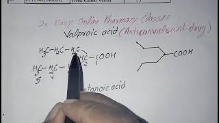 Valproic acid structure and IUPAC namenomenclature Anticonvulsant drug [upl. by Cam]