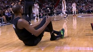 Kevin Durant goes down with apparent knee injury after colliding with Jimmy Butler  NBA on ESPN [upl. by Tuddor]