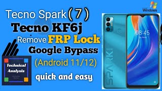 how to remove frp lock techno spark 7  frp lock remove tecno kf6j [upl. by Antony389]