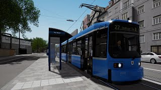 TramSim Munich  Gameplay  Line 27 [upl. by Elfstan371]