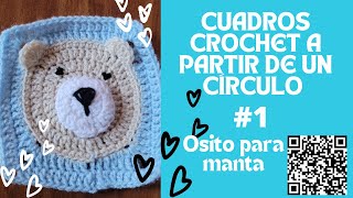 squar CUADRO de osito crochet SIN AGREGADOS COSIDOS EN UNA SOLA PIEZA manta [upl. by Mame]