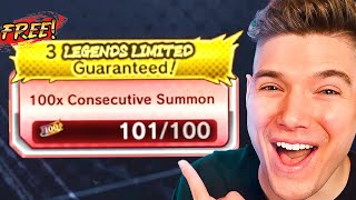 Free Legends Limited Guaranteed 100x Summon on Dragon Ball Legends [upl. by Dulcine845]