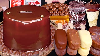 ASMR MALTESERS CHOCOLATE MILK ICE CREAM CAKE DOUGHNUTS NUTELLA TWIX DESSERT MUKBANG 먹방 EATING SOUNDS [upl. by Arahat]