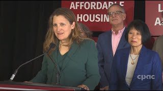 Minister Chrystia Freeland discusses new 15B rental protection fund – April 4 2024 [upl. by Lauretta905]