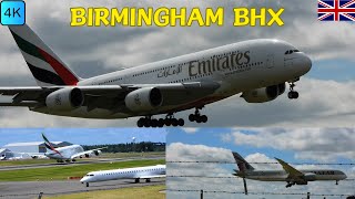 A Very Windy Day At Birmingham Airport BHX Arrivals And Departures Inc Emirates 380 Close Up [upl. by Yalc]