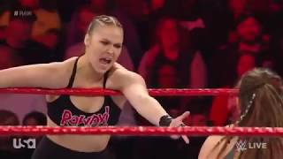 Sarah Logan amp Ruby Riott vs Natalya amp Ronda Rousey WWE Raw Feb 25th 2019 [upl. by Retsbew338]