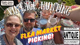 HUGE FLEA MARKET EXPERIENCE Elkhorn Antique Flea Market Shop With Me [upl. by Ecineg]