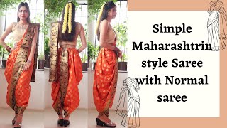 How to Wear a Maharashtrian style Saree with Normal saree [upl. by Gilberto]