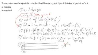 Ma3 Dérivation  problème doptimisation 1 [upl. by Kimmel]