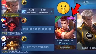 CHOU quotNO SKINquot PRANK IN RANKED my team reaction is 😂  Mobile Legends [upl. by Tadio872]