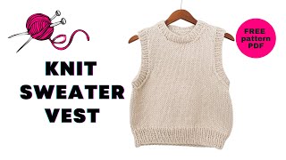 FREE Cropped Vest KNITTING PATTERN  TUTORIAL [upl. by Nosnevets375]