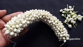 how to tie jasmine flowers with thread step by stepstar jasminebridal gajra makingpellipoolajada [upl. by Cross]