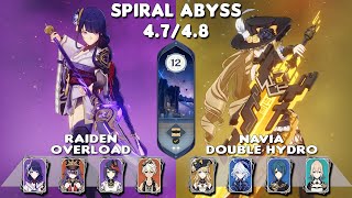 Spiral Abyss 4748  C3 Raiden Overload amp C0 Navia Double Hydro  Floor 129⭐ Genshin Impact [upl. by Nahraf]