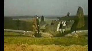 Two crashed ME109s in France 194445 WW 2rare 16mm colour film [upl. by Saxe]