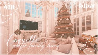 blush winter christmas coquette home interior  bloxburg house build [upl. by Eeliah911]