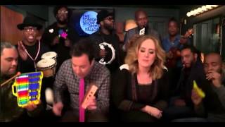 Adele Jimmy Fallon Sing quotHelloquot With Classroom Instruments [upl. by Idaf]