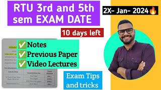 RTU 3rd and 5th sem Exam Dates 😱 इतनी जल्दी  RTU Exam Updates and Preparation [upl. by Emmery295]