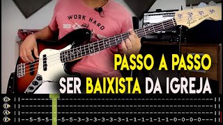 AULA 1 DE BAIXO  NÍVEL ZERO  TOCANDO SUA PRIMEIRA MÚSICA NA IGREJA [upl. by Eugenle]