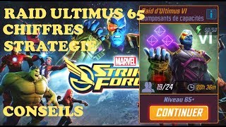 Raid Ultimus 65  Chiffres Stratégie Conseils   Marvel Strike Force FR [upl. by Christabelle]