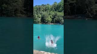 Jumping into the Blue Lagoon in Jamaica 😮 [upl. by Ettezil]