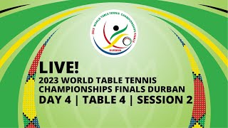 LIVE  T4  Day 4  World Table Tennis Championships Finals Durban 2023  Session 2 [upl. by Afinom430]