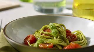 Barilla  How to make Spaghetti with Pesto genovese and roasted tomatoes [upl. by Hera712]