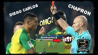 Tony Chapron Kick vs Diego Carlos│Ligue 1│Nantes vs PSG 0114118│Bizarre Craziest RED CARD [upl. by Pavior]