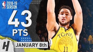 Klay Thompson EPIC Highlights Warriors vs Knicks 20190108  43 Pts 2 Rebounds [upl. by Ierbua600]