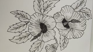 Hibiscus Flower Drawing StepbyStep Guides [upl. by Dirraj]