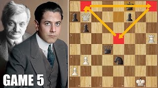 End of an Era  Capablanca vs Lasker  WCC Game 5 1921 [upl. by Ahseei835]