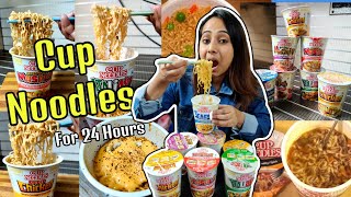 I only ate CUP NOODLES for 24 Hours  Food Challenge  Eating all types of Cup Noodles [upl. by Annatsirhc]