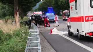 Tödlicher Unfall auf der B460 HeppenheimLorsch 19072012 [upl. by Knick]