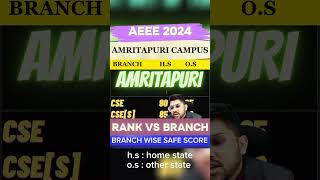 AEEE 2024  AMRITAPURI CAMPUS  RANK VS BRANCH  BRANCH WISE SAFE SCORE shorts aeee2024 [upl. by Eirrej]