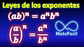 Leyes de los exponentes lista completa con ejemplos EXPLICADAS SÚPER FÁCIL [upl. by Nitsur]