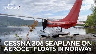 Flying a Cessna 206 seaplane on Aerocet floats in Norway [upl. by Hauge]