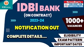 IDBI BANK Notification 2023  IDBI Bank Recruitment 2023 Full Details [upl. by Evette952]