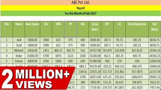 HOW TO CREATE PAYROLLSALARY SHEET PAYSLIP IN EXCELHindi [upl. by Aurelius]