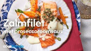 Zalmfilet bakken met proseccoroomsaus en gouden boerenkool  Recept  Allerhande [upl. by Patrice242]