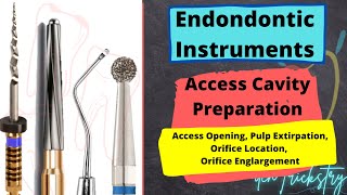 Instruments Used in Endodontics Access Opening Pulp Extirpation Orifice Location and Enlargement [upl. by Sivrup]