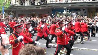 RWC2011 NZ Army Band performs the Haka during the All Blacks Parade [upl. by Nylsej386]