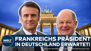 STAATSBESUCH IN DEUTSCHLAND Emmanuel Macron möchte mit Olaf Scholz über Differenzen sprechen [upl. by Aninaj736]